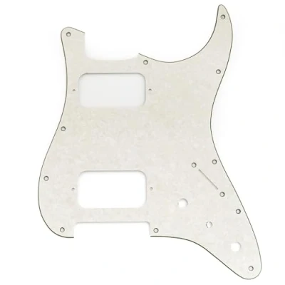 Imagen de Musiclily 11 Agujeros Golpeador ST HH Pickguard Con para Esquina Redonda 2 Humbucker Potenciómetros Mini Switch Guitarra Eléctrica tipo Fender Squier Strat, 4 Ply Aged White Pearl