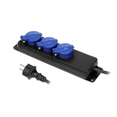 Imagen de Miratic Regleta Enchufes Multiplicador Enchufe con 3 Tomas Schuko Regletas Cable de Goma H05RR F 3x1 5mm² IP44 Ideal para Jardín y Garaje (5 m)