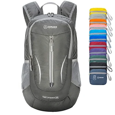 Imagen de ZOMAKE Mochila Plegable Ultraligera Mochilas de Senderismo Pequeña Con Resistencia Al Agua 25L Para Hombre Mujer Viaje Trekking Deporte(Gris medio)
