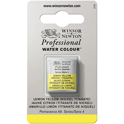 Imagen de Winsor &amp; Newton Acuarela Profesional Pintura de Acuarela, Alta Luminosidad, Resistente a la Luz, Calidad Archivo, 1/2 Godet, Color Amarillo Limón ROW