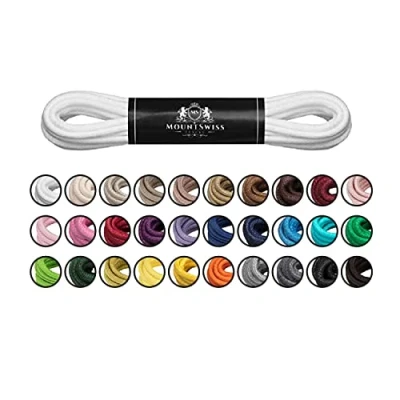 Imagen de Cordones Mount Swiss© Luxury encerados y redondos para zapatos de traje piel, 2 3 mm diámetro, 45 120 cm longitud, color Blanco, talla 110