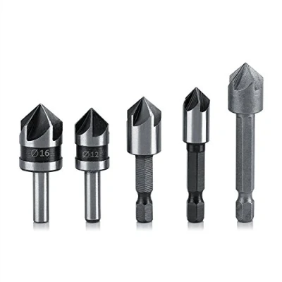 Imagen de BORDSTRACT Brocas Avellanado ,kit de Fresas Chaflán, 5 Avellanadoras, Chaflán Carpintería Acero Rápido Hss, Para Chaflanar, Avellanador Procesamiento Metales