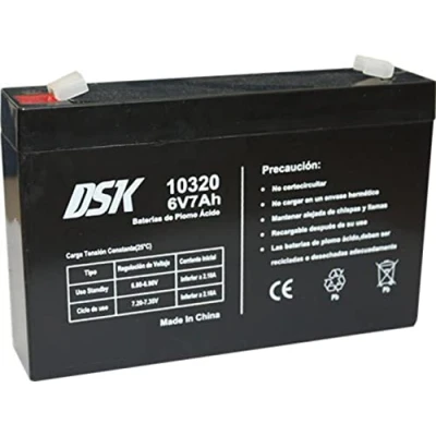 Imagen de DSK 10320 Batería de Plomo AGM Recargable Sellada 6V y 7Ah. Ideal para Coche motos eléctricos niños, Patinetes, Sistemas SAI/UPS, seguridad comunicación, Luces emergencia…