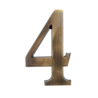Imagen de HUBER número de casa 4 latón 20 cm I números para puerta XL placas en noble diseño 3D