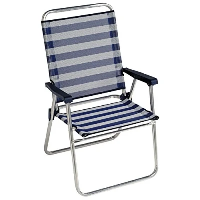 Imagen de Alco 637ALF 0056 Sillón Fijo Seguridad Respaldo Alto, fibreline, Metal, Rayas Azules Y Blancas, 86x58x8.5 cm
