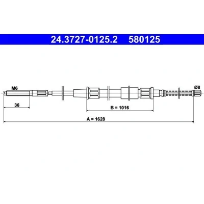 Imagen de ATE 24.3727 0125.2 Cable de Freno Mano 1628 VOLKSWAGEN: Passat B3/B4 Berlina, Variant