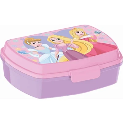 Imagen de ALMACENESADAN Sandwichera rectangular multicolor; producto de plástico reutilizable; libre BPA; dimensiones interiores 16,5x11,5x5,5 cm (Disney Princesas)