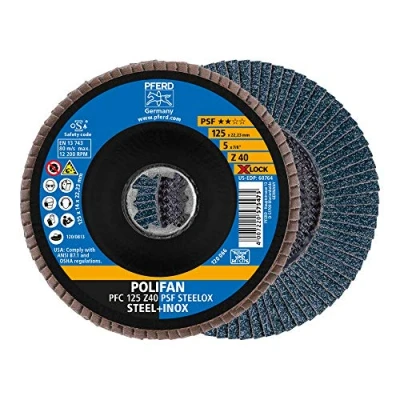Imagen de PFERD Disco de láminas Polifan, 125 mm, Z40, X Lock (22,23 mm), PSF STEELOX, 67664126 para una alta economía gracias al mecanizado agresivo con buena vida útil 10 unidades