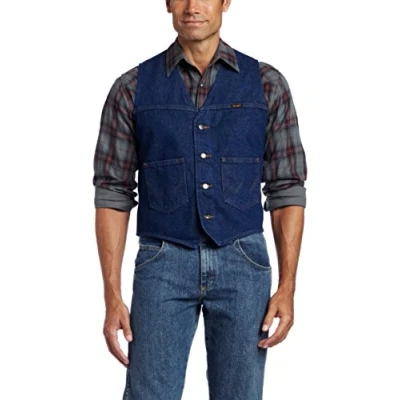 Imagen de Wrangler Chaleco de mezclilla sin forro para hombre, Mezclilla, X Large