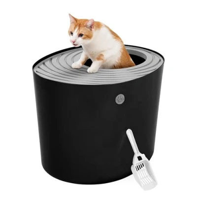 Imagen de Iris Ohyama Arenero Gato Cubierto con Pala, hasta 7kg, Negro/Gris, Caixa de areia para Gatos, Caja, Gatos Grandes y pequeños, Cerrado, Cagadero, WC, Libre BPA, Cat Litter Box, PUNT 530