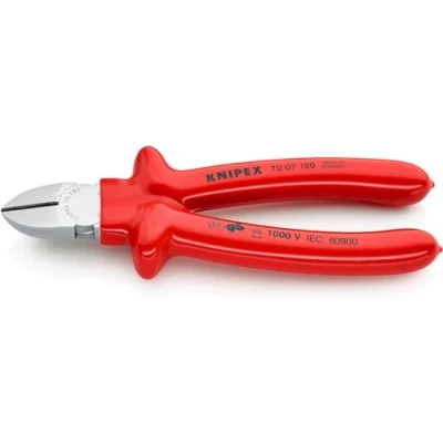 Imagen de Knipex Alicate de corte diagonal cromado, aislados por inmersión en plástico reforzado, según norma VDE 180 mm 70 07