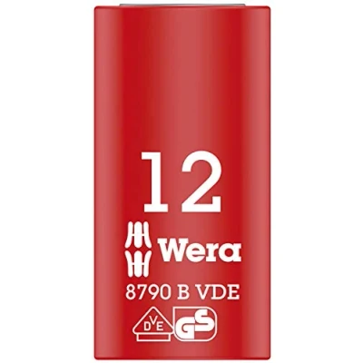Imagen de WERA 05004956001 8790 B VDE 12,0 Llave de vaso VDE, aislada, con arrastre 3/8&quot;