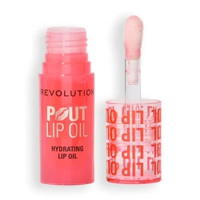 Imagen de Revolution, Aceite Labial Nutritivo Pout, de Labios con Color, Brillo Intenso, Acabado No Pegajoso, Vegano y Libre Crueldad Animal, Juicy Peach, 4ml