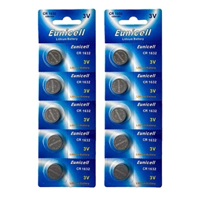 Imagen de Eunicell 10 pilas de botón CR1632, 3 V, litio, 120 mAh (2 blíster con 5 pilas)