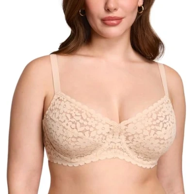 Imagen de DOBREVA Sujetador Encaje Reductor con Aros sin Relleno para Mujer Beige 95C