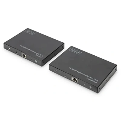 Imagen de DIGITUS DS 55513 Extensor KVM HDMI UHD 4K 60 Hz 70 m mediante cable LAN Set: Transmisor y Receptor Loop Out, Audio 2.0 &amp; HDCP 2.2/1.4