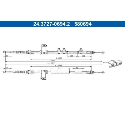 Imagen de ATE 24.3727 0694.2 Cable de Freno Mano 1363, 1327
