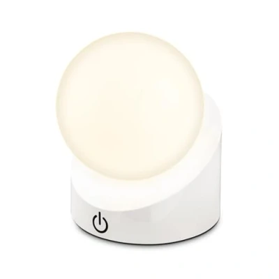 Imagen de BRILONER Mini lámpara LED de sobremesa inalámbrica IP54 táctil, regulable por etapas, recargable con pilas y fuente luz intercambiable, mesilla noche, 10x8x9 cm, blanco