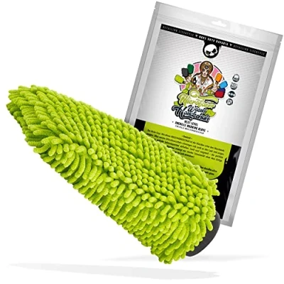 Imagen de Nuke Guys Guante de lavado XL chenilla, guantes coche, microfibra ultrasuave, para un coche sin pelusas y arañazos, color verde