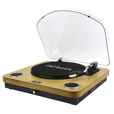 Imagen de AIWA GBTUR 120WDMKII: Tocadiscos de Madera, Bluetooth, 3 velocidades, radio FM, SD y USB