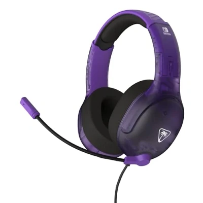 Imagen de Turtle Beach Airlite Fit Auriculares con Cable para Juegos en Blanco y Negro Licencia Oficial Todos los Nintendo Switch: micrófono abatible silenciable, Orejeras de Comodidad Superior