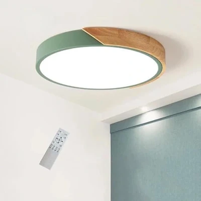 Imagen de GHiycotdl plafoniera Led Soffitto, plafoniere a filo in legno dimmerabili, per soggiorno, camera da letto, cucina, salotto, corridoio (Verde 40cm)