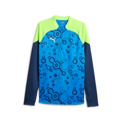 Imagen de PUMA Individualcup 1/4 Zip Top Sudor, Hombre, Azul Persa y Verde, M