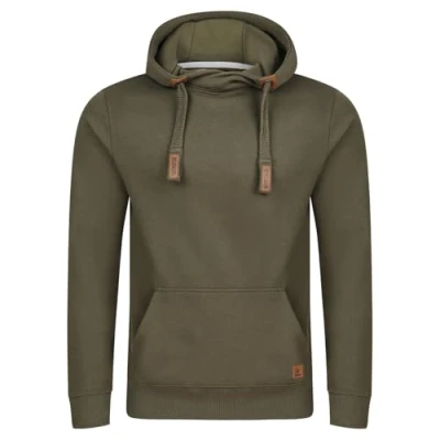 Imagen de riverso RIVNiklas Sudadera con Capucha para Hombre, y Bolsillos Canguro, Cuello Cruzado, Color Liso, algodón, Cobblestone Beige, XXXXL