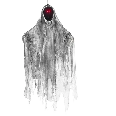 Imagen de Boland 73096 Fantasma colgante sin rostro con LED, 36 cm, incl. pilas, ojos brillantes, decoración para fiestas, de terror Halloween