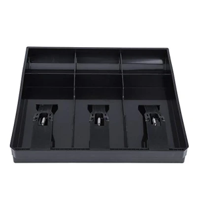 Imagen de Caja de Efectivo Registradora Cajón Registro Insertar Bandeja Reemplazo 3 Billetes Monedas para Petty Cash Almacenamiento Dinero (Black)