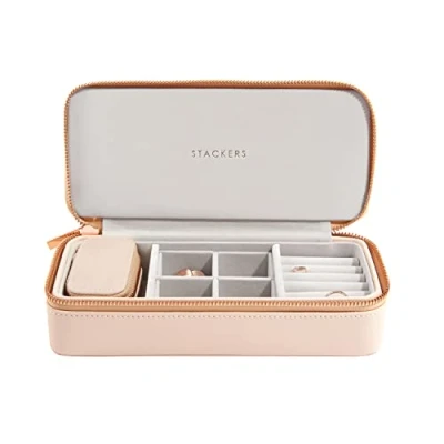 Imagen de Stackers Joyero de viaje grande y pequeño, color rosa rubor