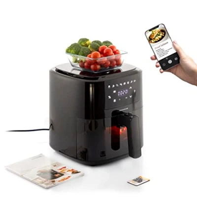Imagen de InnovaGoods® freidora sin Aceite 5L, air fryer 1500W con +100 recetas en Español, aire báscula integrada, 8 programas, pantalla táctil, ventana, temporizador y flujo de 360