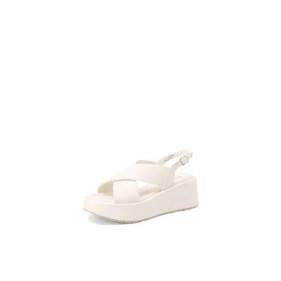 Imagen de QUEEN HELENA Sandalias con cuña de banda cruzada plantilla ortopédica para mujer BZ403, Color blanco., 38 EU