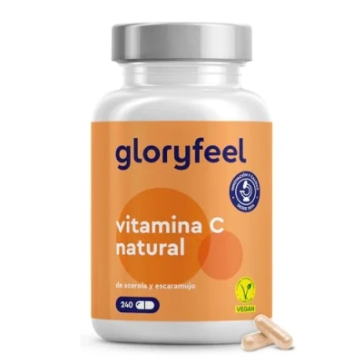 Imagen de Vitamina C Natural 1.240mg 240 Cápsulas A base de Extractos Acerola y Escaramujo Refuerza el Sistema Inmunitario nivel energía pura Probado en laboratorio