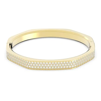 Imagen de Swarovski Pulsera Dextera para Mujer, con Pavé de Cristal Blanco, Talla Octogonal, Baño Tono Oro, Colección