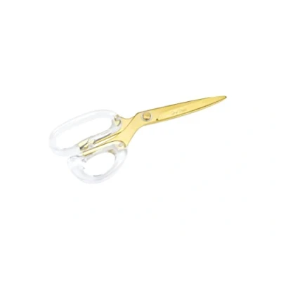 Imagen de Dany Marcus Tijeras grandes de 23 cm, color dorado con mango acrílico transparente, para oficina, hogar y hobby
