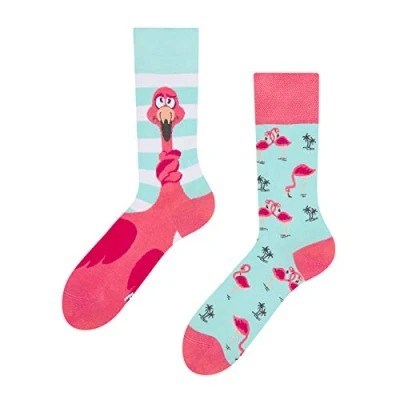 Imagen de Dedoles Calcetines Unisex Hombre Mujer y Niños Algodón muchos diseños divertidos diferente izquierda derecha, color: Azul, diseño: Flamenco enredado, tamaño: 39 42