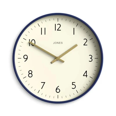 Imagen de JONES CLOCKS®, Estudio, Reloj de Pared Diseño Colores Modernos para el hogar Cocina Comedor Sala Estar Oficina Fácil Leer Números 30cm (Azul Oscura)