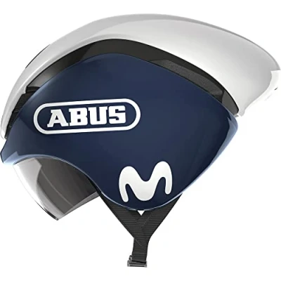 Imagen de Abus GameChanger TT Casco de ciclismo contrarreloj aerodinámico con ventilación óptima Para hombre y mujer, Azul/Blanco (Movistar 2020), M (54 58 cm​)