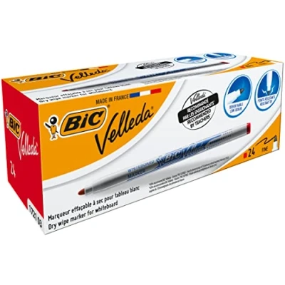 Imagen de BIC Velleda 1721 Marcadores de Pizarra Blanca punta fina Rojo, Caja 24 rotuladores