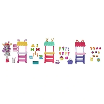 Imagen de Enchantimals City Tails Mercado de productores Becker Bunny y Swoosh Muñeca con Mascota Conejo Tiendas Juguete +35 Accesorios, Regalo +4 años (Mattel HHC17)