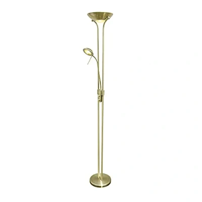 Imagen de wonderlamp Lámpara de pie LED Olimpia Cuero (18W+5W). Brazo flexible para lectura, Luz regulable