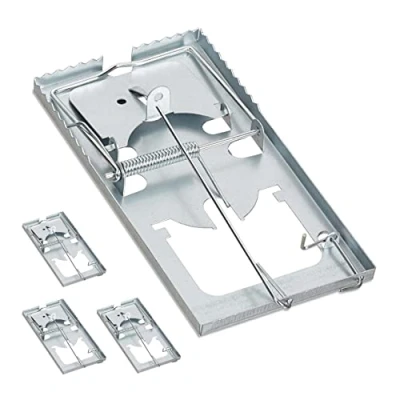Imagen de Relaxdays Set de 4 Trampas Ratas Reutilizables, Cepo Ratones, Ratonera Dentada, Metal, 2,5 x 16 8,5 cm, Plateado, Hierro