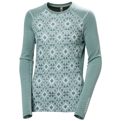Imagen de Helly Hansen LIFA® Merino Capa Base de Manga Larga con Estampado gráfico Peso Medio para Mujer