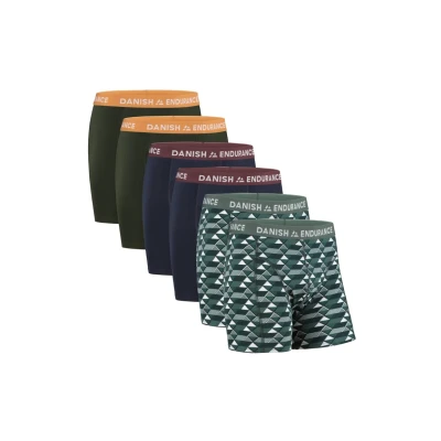 Imagen de DANISH ENDURANCE 6 Pack Calzoncillos Hombre Bóxer de Algodón Elástico, Ropa Interior Ultrasuave Multicolor (2X Verde/Naranja, 2X Azul Marino/Burdeos, Retro Verde) M