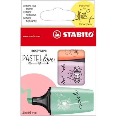 Imagen de Marcador pastel STABILO BOSS MINI PASTELlove Estuche con 3 colores