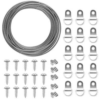 Imagen de TUPARKA 2 mm x 10 m Imagen de Acero Inoxidable Cable Alambre Colgante para con Tubo crimpado 15 Marco Anillo Ganchos y Tornillos Colgantes (hasta 30 KG)
