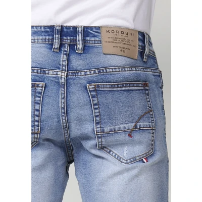 Imagen de Koroshi Regular Bermuda WITH FIVE Pockets Shorts vaqueros, Hombre, Talla: 28, Azul cl light blue