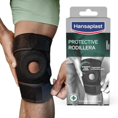 Imagen de Hansaplast rodillera Protectora (1 ud), terapéutica ajustable, rotuliana para tendinitis, artritis, esguinces, torceduras, protección del menisco y ligamentos otras lesiones