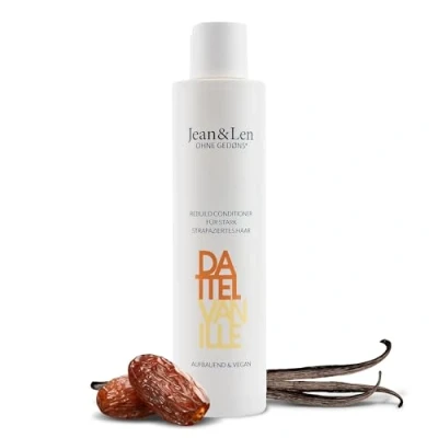 Imagen de Jean&amp;Len Rebuild Acondicionador reparador, dátil y vainilla, para cabellos muy dañados, controla el encrespamiento desenreda, aroma a sin silicona ni parabenos, vegano, 300 ml